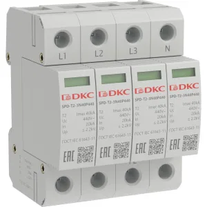 ДКС УЗИП, тип 2, 4 полюса, Imax 40kA, со сменным модулем, Un 440V SPD-T2-3N40P440 DKC ДКС УЗИП, тип 2, 4 полюса, Imax 40kA, со сменным модулем, Un 440V SPD-T2-3N40P440 DKC
