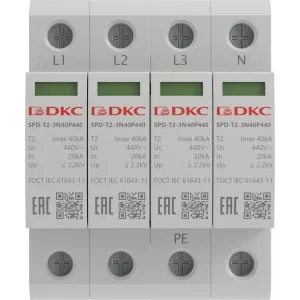 ДКС УЗИП, тип 2, 4 полюса, Imax 40kA, со сменным модулем, Un 440V SPD-T2-3N40P440 DKC ДКС УЗИП, тип 2, 4 полюса, Imax 40kA, со сменным модулем, Un 440V SPD-T2-3N40P440 DKC