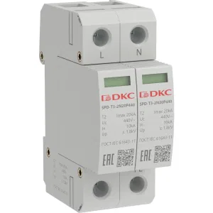 ДКС УЗИП, тип 3, 2 полюса, Imax 20kA, со сменным модулем, Un 440V SPD-T3-2N20P440 DKC ДКС УЗИП, тип 3, 2 полюса, Imax 20kA, со сменным модулем, Un 440V SPD-T3-2N20P440 DKC
