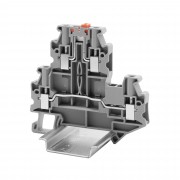 ДКС Клемма двухуровневая, верхний уровень с размыкателем, нижний -проходной,винтовой зажим, 4 точки подключения, 4 кв.мм, серая TTURB-4-MT DKC