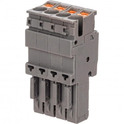 ДКС Штекер, зажим push-in, 4 точки подключения, 2.5 кв.мм, серый VPR-P-2.5-4 DKC