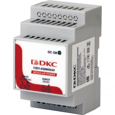 ДКС Источник питания "MODULAR POWER", однофазный, 30Вт, 4-2А, 12(5-15)В XCSD1030W012VAA DKC ДКС Источник питания "MODULAR POWER", однофазный, 30Вт, 4-2А, 12(5-15)В XCSD1030W012VAA DKC